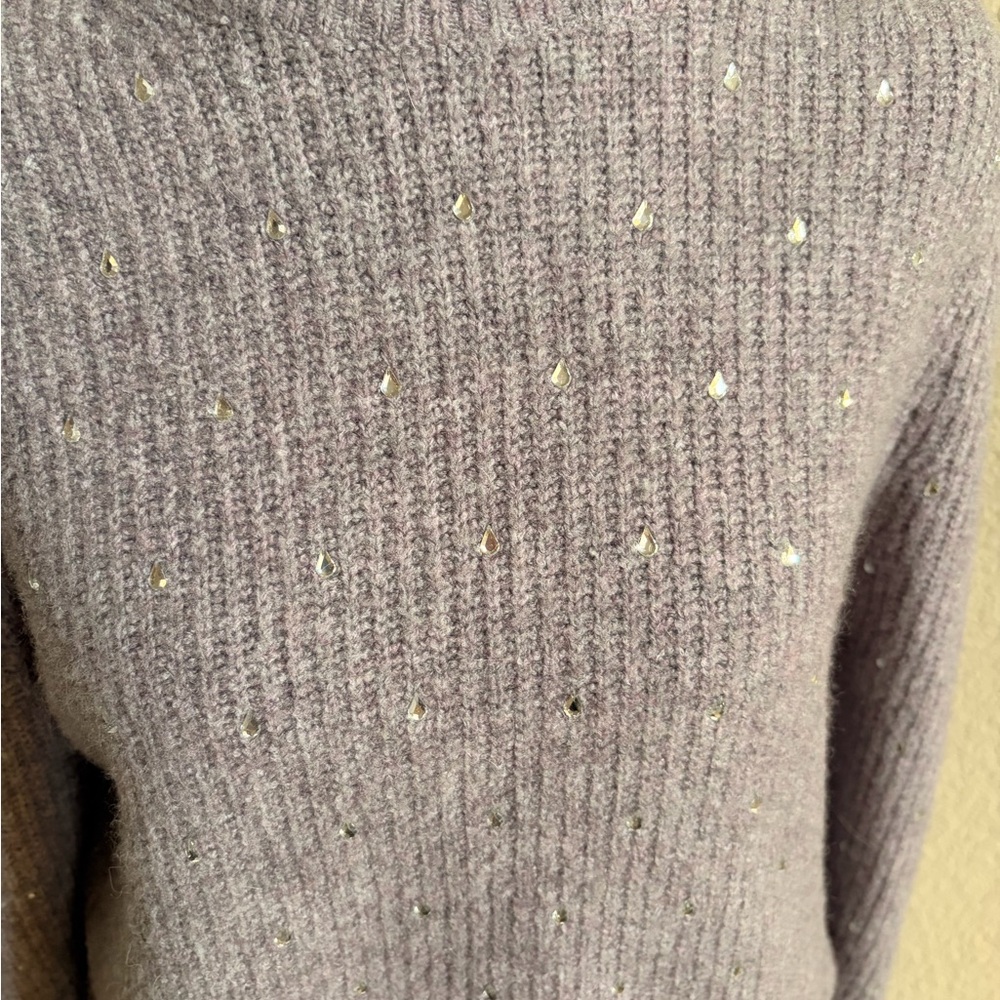 J. Crew Lavender Sequin Puff-Sleeve Crewneck Sweater - Picture 3 of 6